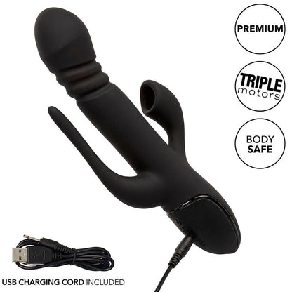 Sucette de clitoris + vibrateur Rabbit Calexotics Triple Euphoria Noir