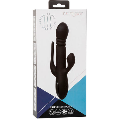 Sucette de clitoris + vibrateur Rabbit Calexotics Triple Euphoria Noir