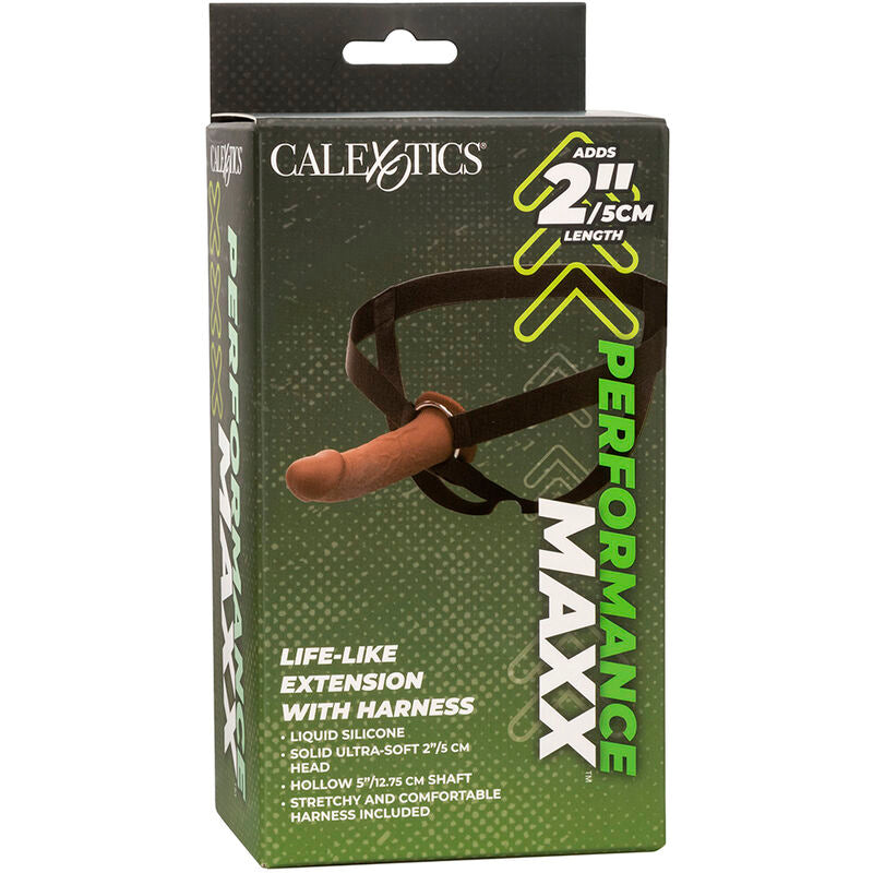 Calexotics - estensione reale performance maxx con imbracatura in pelle marrone