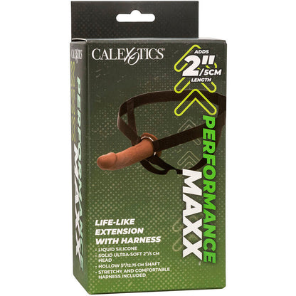 Calexotics - estensione reale performance maxx con imbracatura in pelle marrone
