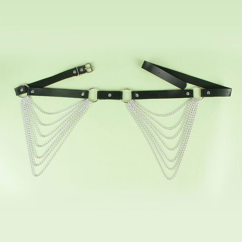 Subblime - cintura con catena in pelle nera taglia unica