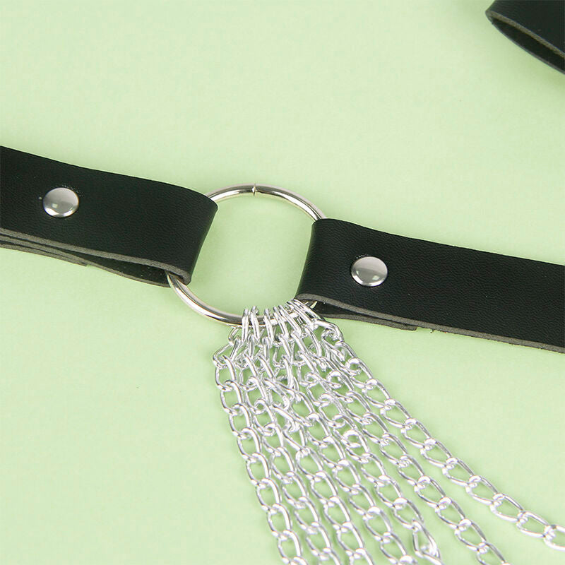Subblime - cintura con catena in pelle nera taglia unica