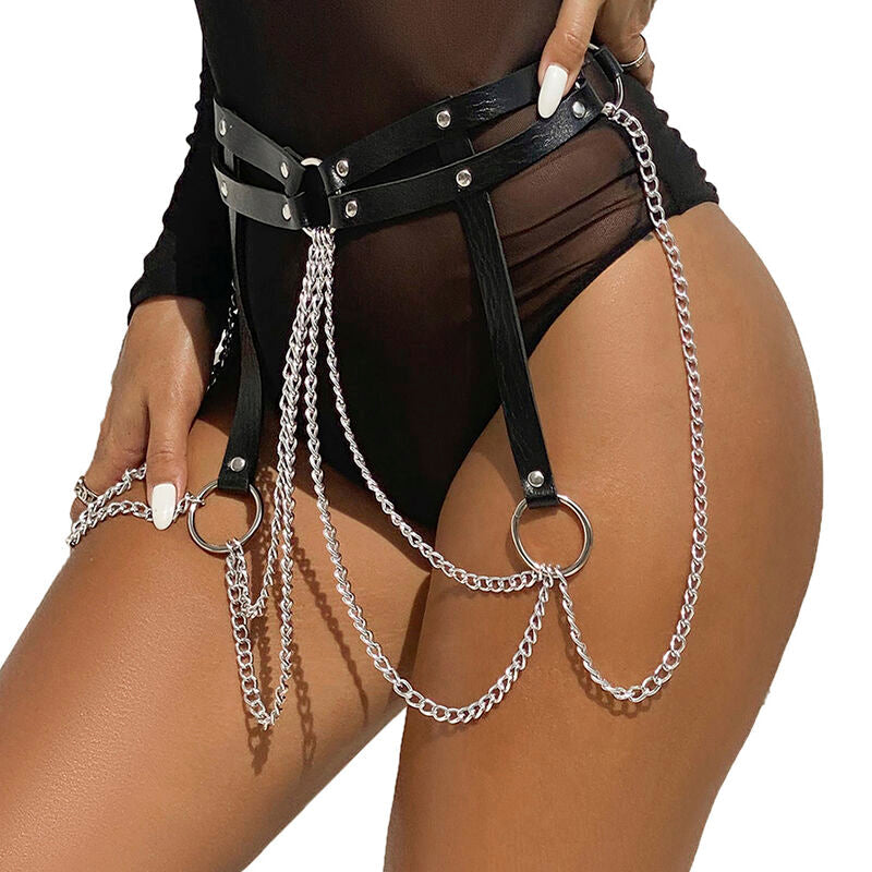 Subblime - anello in pelle catena ??cintura nera taglia unica