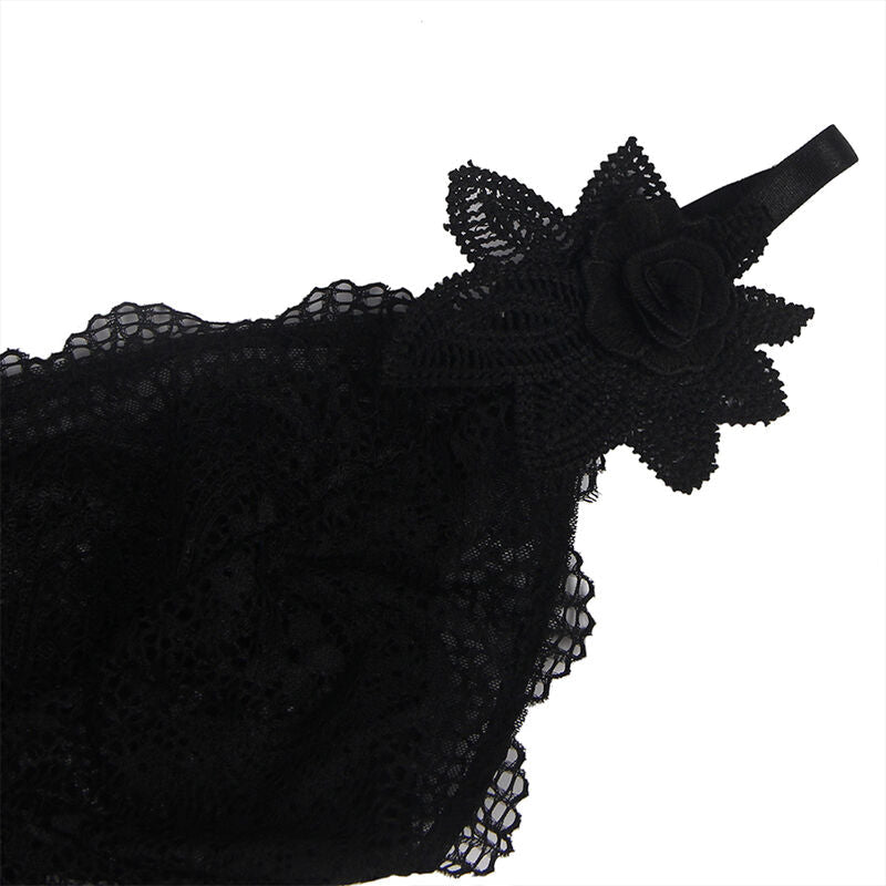Subblime - babydoll tulle con dettagli pizzo e fiori nero s/m