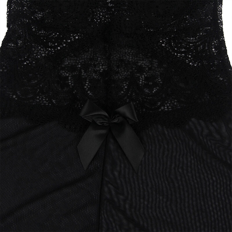 Subblime - babydoll en tulle avec détails dentelle et fleurs noir l/xl