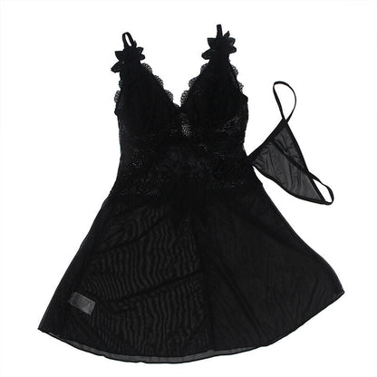 Subblime - babydoll en tulle avec détails dentelle et fleurs noir l/xl