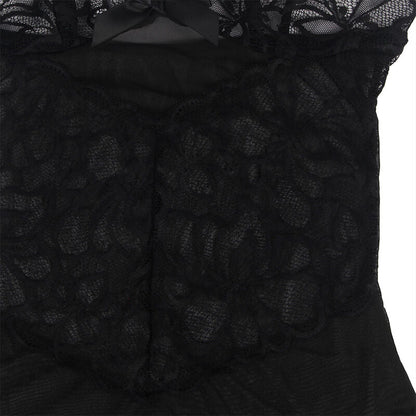 Subblime - baby doll con spalline regolabili e pizzo trasparente stampa floreale nero s/m