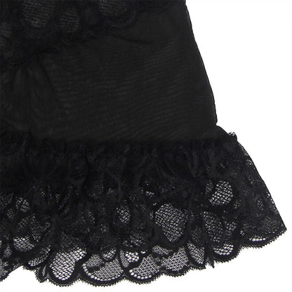 Subblime - baby doll con spalline regolabili e pizzo trasparente stampa floreale nero l/xl