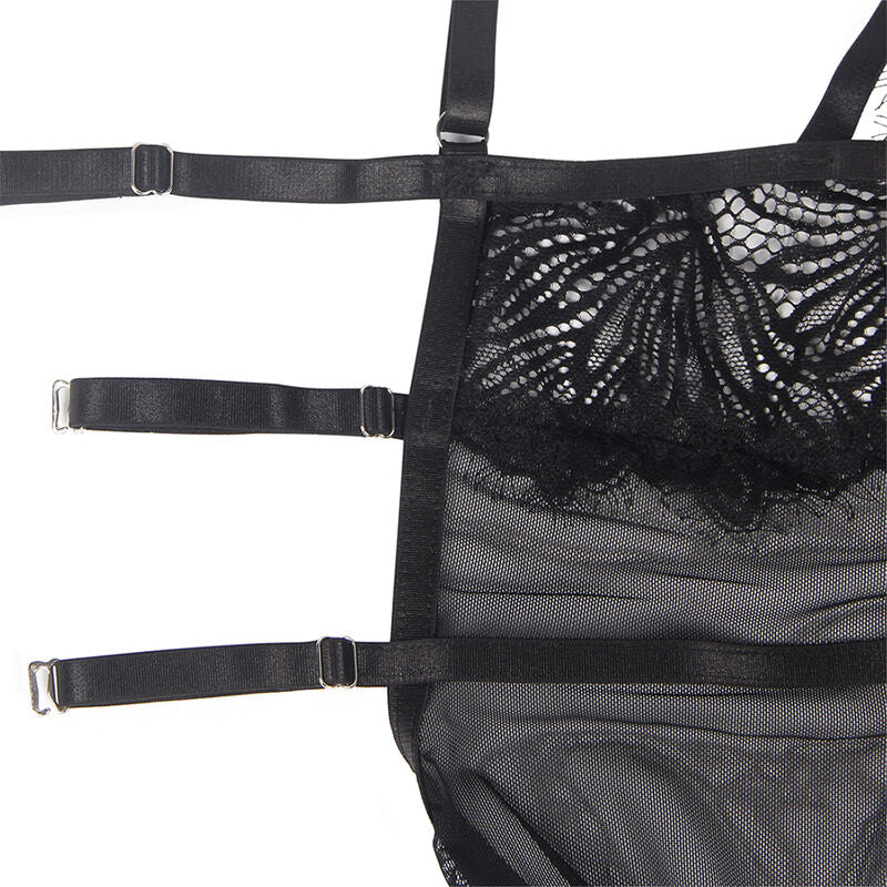 Subblime - babydoll con spalline regolabili in pizzo nero s/m