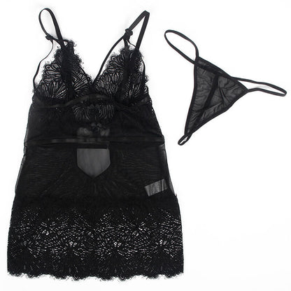 Subblime - babydoll con spalline regolabili in pizzo nero l/xl