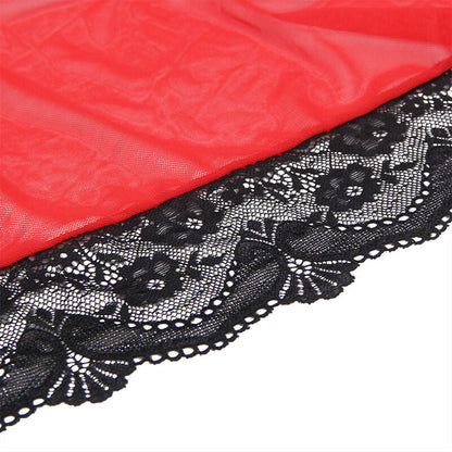 Subblime - vestaglia in tessuto trasparente con dettagli in pizzo rosso s/m