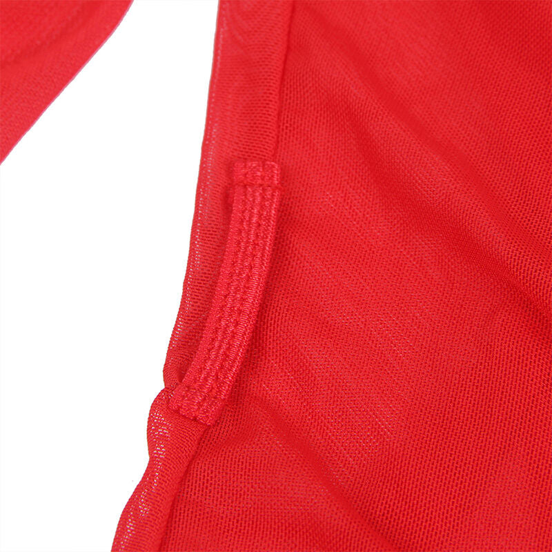 Subblime - vestaglia in tessuto trasparente con dettagli in pizzo rosso s/m