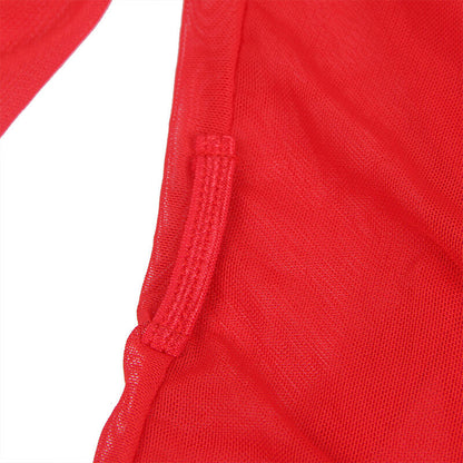 Subblime - vestaglia in tessuto trasparente con dettagli in pizzo rosso s/m