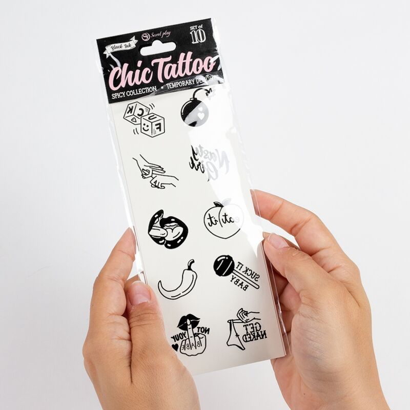 Secret play - set di 10 tatuaggi temporanei della collezione spicy