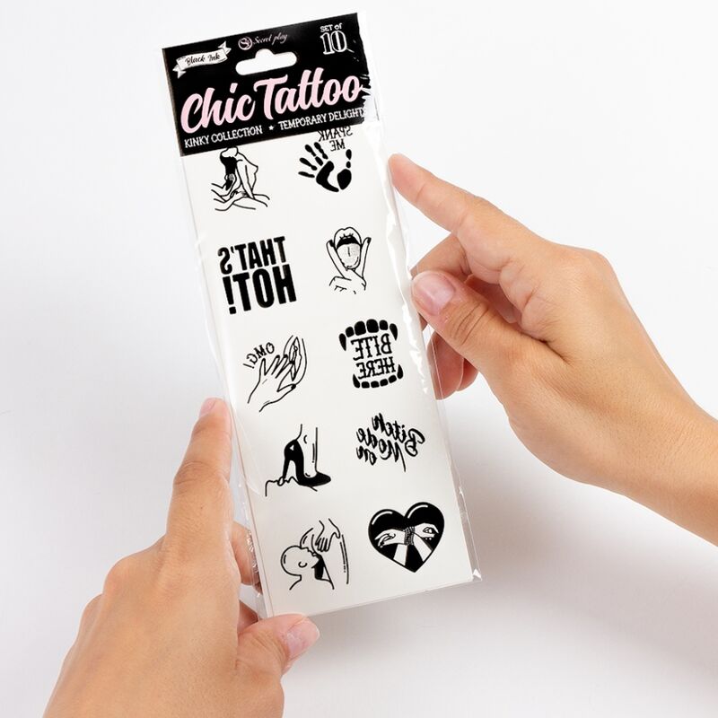 Secret play - set di 10 tatuaggi temporanei collezione kinky