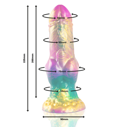 Epic - dildo iris con testicoli arcobaleno di piacere