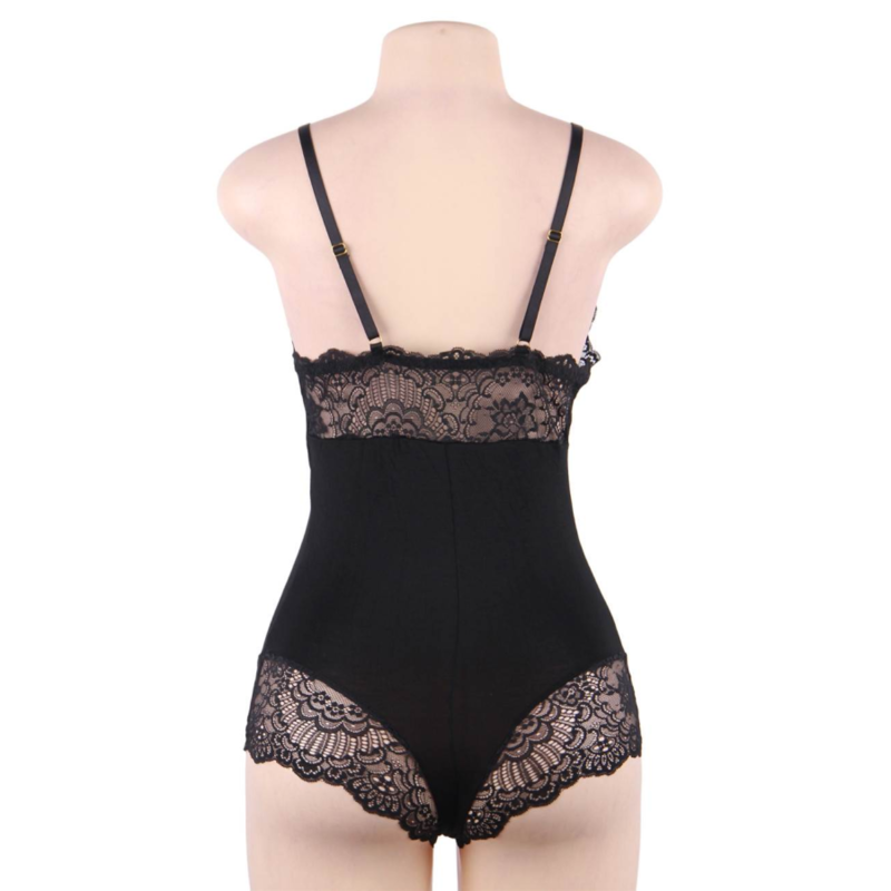 Subblime - orsacchiotto con dettagli in pizzo floreale nero l/xl