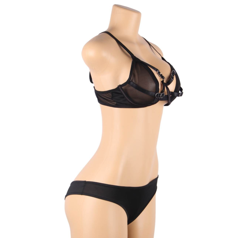 Subblime - ensemble deux pièces soutien-gorge transparent et lanières s/m
