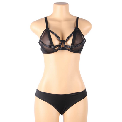 Subblime - ensemble deux pièces soutien-gorge transparent et lanières s/m