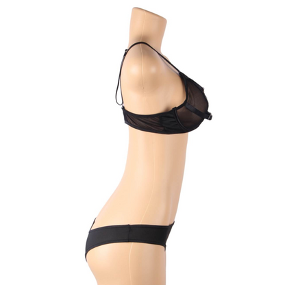 Subblime - ensemble deux pièces soutien-gorge transparent et lanières s/m