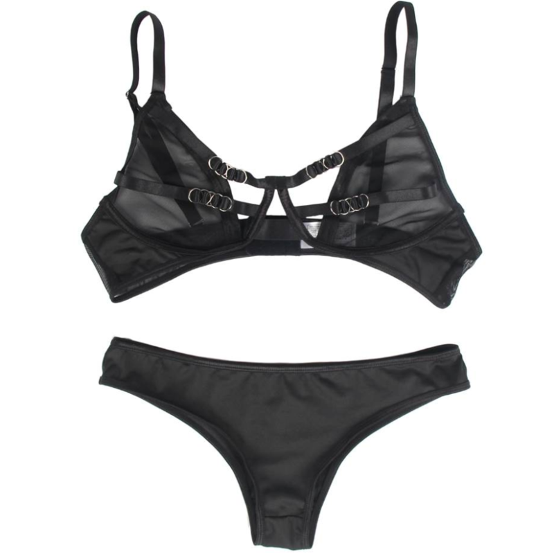 Subblime - ensemble deux pièces soutien-gorge transparent et lanières s/m
