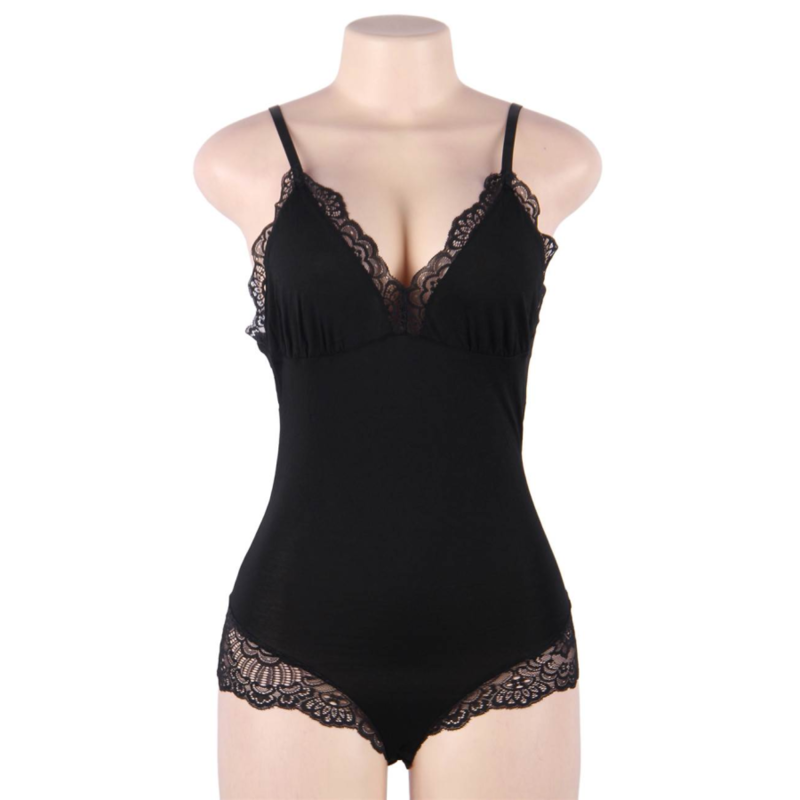 Subblime - orsacchiotto con dettagli in pizzo floreale nero s/m
