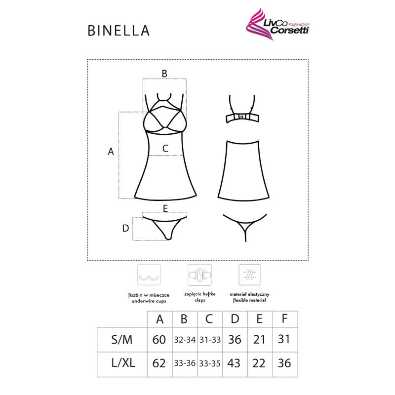 Livco corsetti fashion - set binella babydoll + perizoma nero