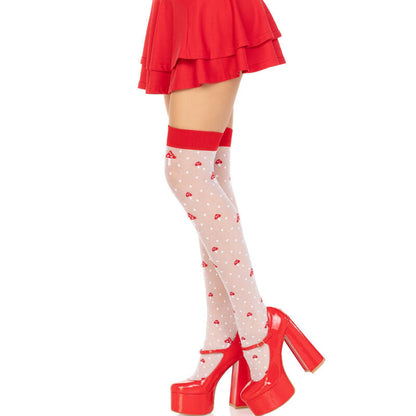 Leg Avenue – Chaussettes champignon rouge/blanc