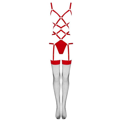 Livco corsetti fashion - thiara lc 20213 set body + calze rosso l/xl