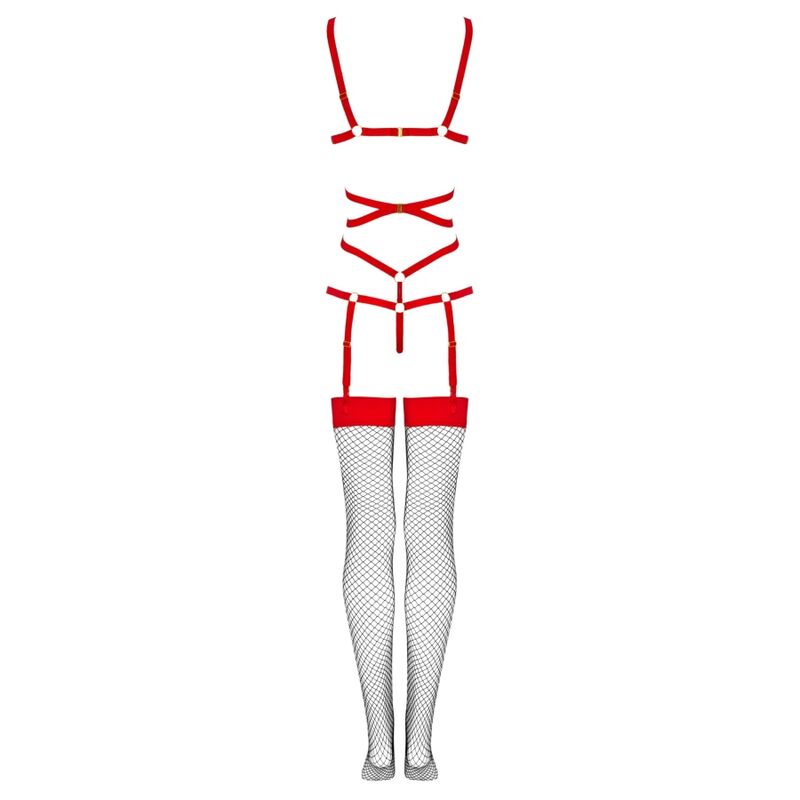 Livco corsetti fashion - thiara lc 20213 set body + calze rosso l/xl