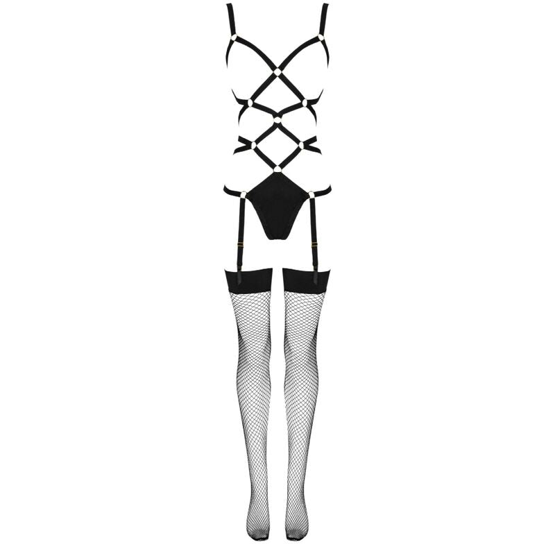 Livco corsetti fashion - thiara lc 20213 set body + calze nero l/xl