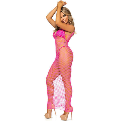 Leg avenue - abito lungo in rete fucsia taglia unica