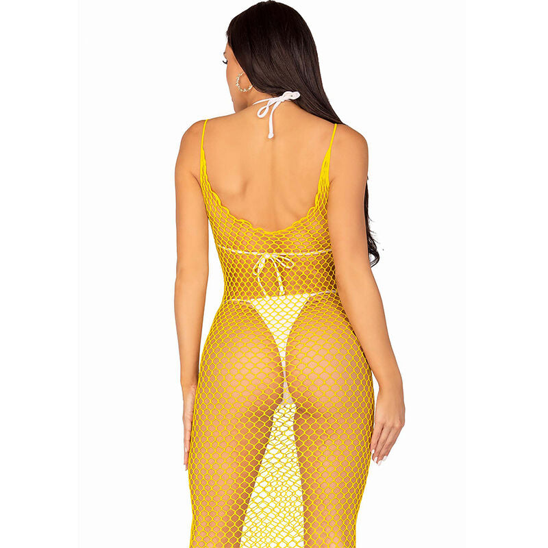Leg avenue - abito lungo in rete giallo taglia unica