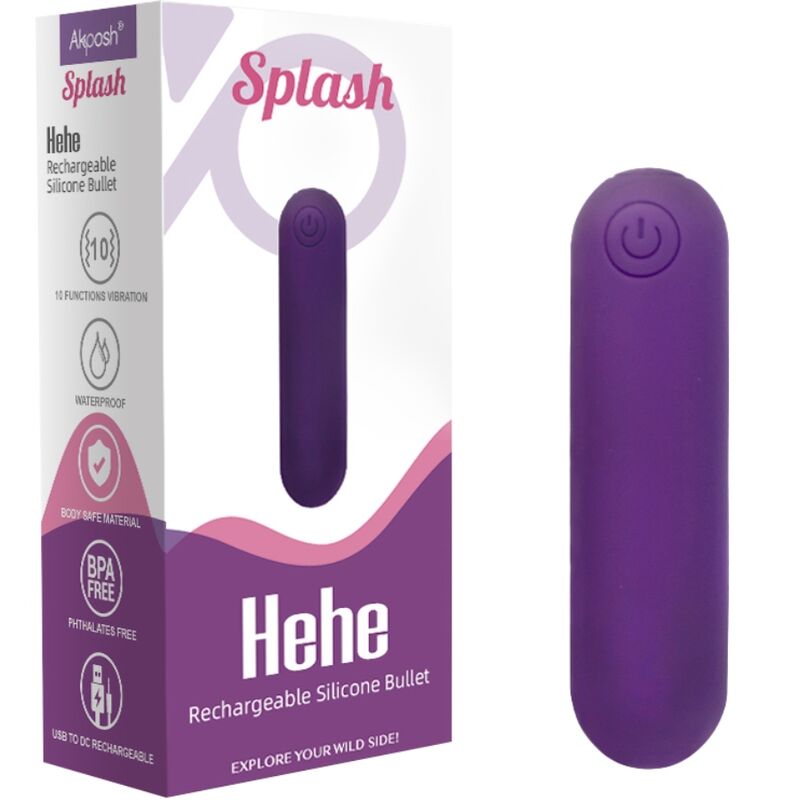 ARMONY - VIBREUR BULLET SPLASH HEHE EN SILICONE 10 VIBRATIONS 65 X 15 CM VIOLET