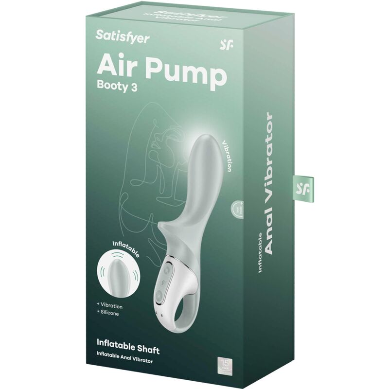 Satisfyer - air pump booty 3 vibromasseur anal gonflable gris vert