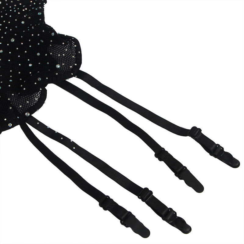 Subblime - 952174 bodystocking a rete con guanti e strass nero taglia unica