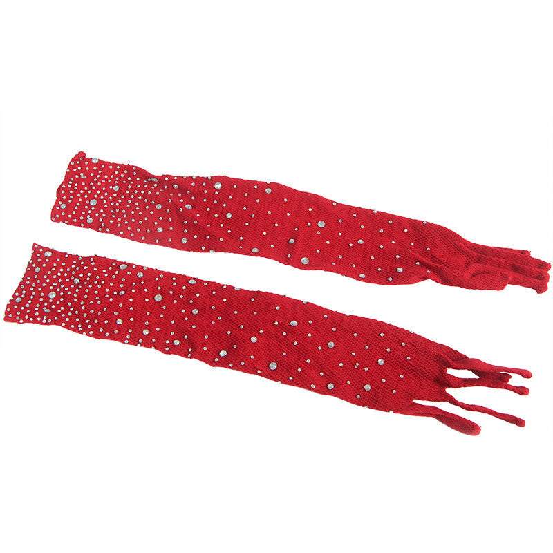Subblime - 952181 bodystocking a rete con guanti e strass rosso taglia unica