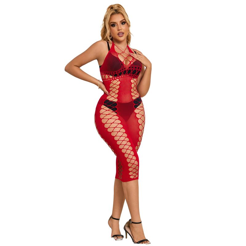 Subblime - 952327 vestito lungo a rete rosso taglia unica