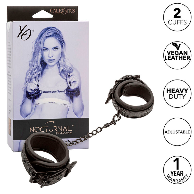 CALEXOTICS - NOCTURNAL MENOTTES DE POIGNET RÉGLABLES EN CUIR NOIR