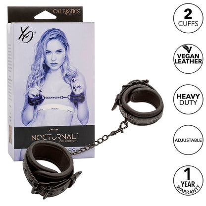 CALEXOTICS - NOCTURNAL MENOTTES DE POIGNET RÉGLABLES EN CUIR NOIR