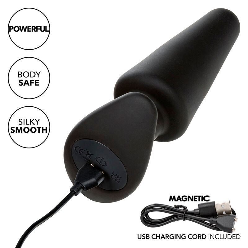 Calexotics - rock bottom tappo anale conico 10 vibrazioni silicone nero