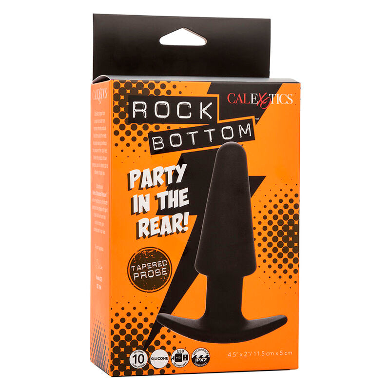 Calexotics - rock bottom tappo anale conico 10 vibrazioni silicone nero