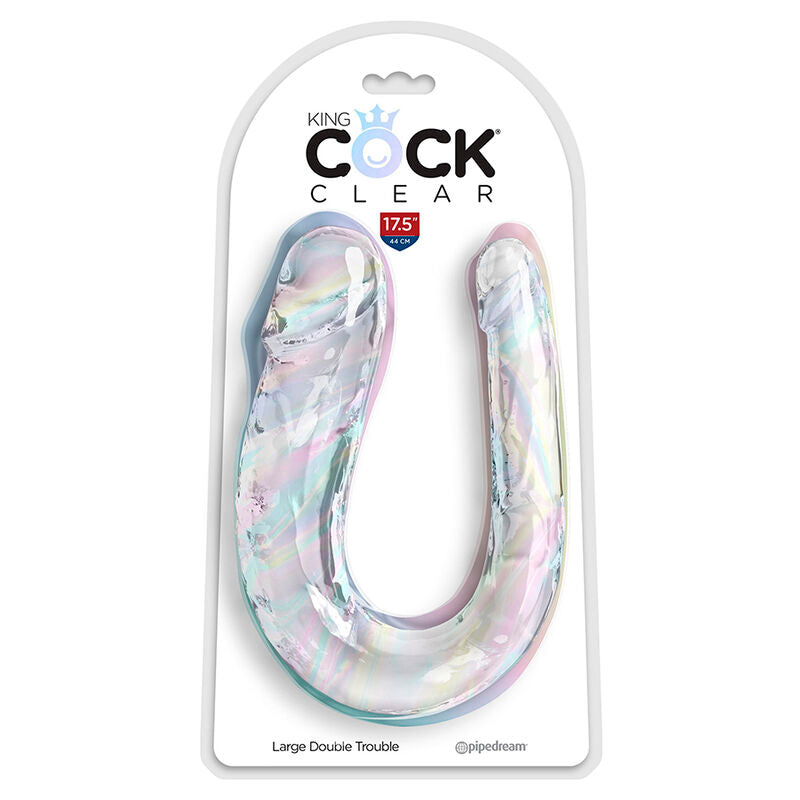 King cock - double trouble doppio trouble 44 cm transparent