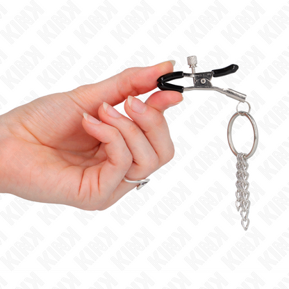 Kink - morsetto per capezzolo o ring e catenella argento 6 cm