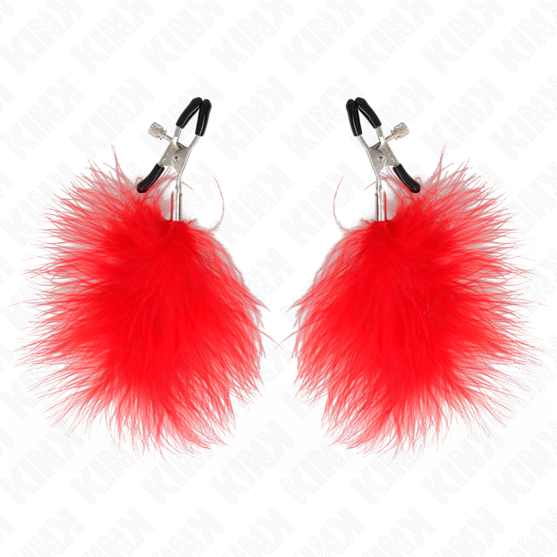 Kink - pinza per capezzoli piuma rosso 7 cm