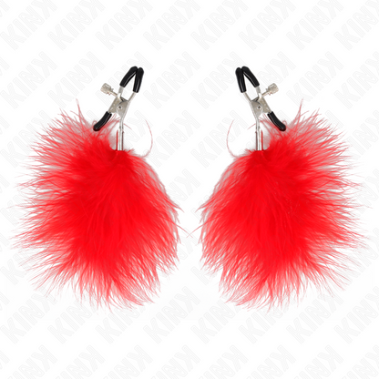 Kink - pinza per capezzoli piuma rosso 7 cm