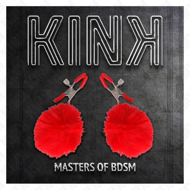 Kink - pince à tétons avec boule en fausse fourrure rouge 6 cm
