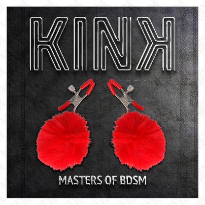 Kink - pince à tétons avec boule en fausse fourrure rouge 6 cm