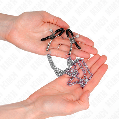Kink - pinze per capezzoli con 3 catene argento 20/23/28 cm