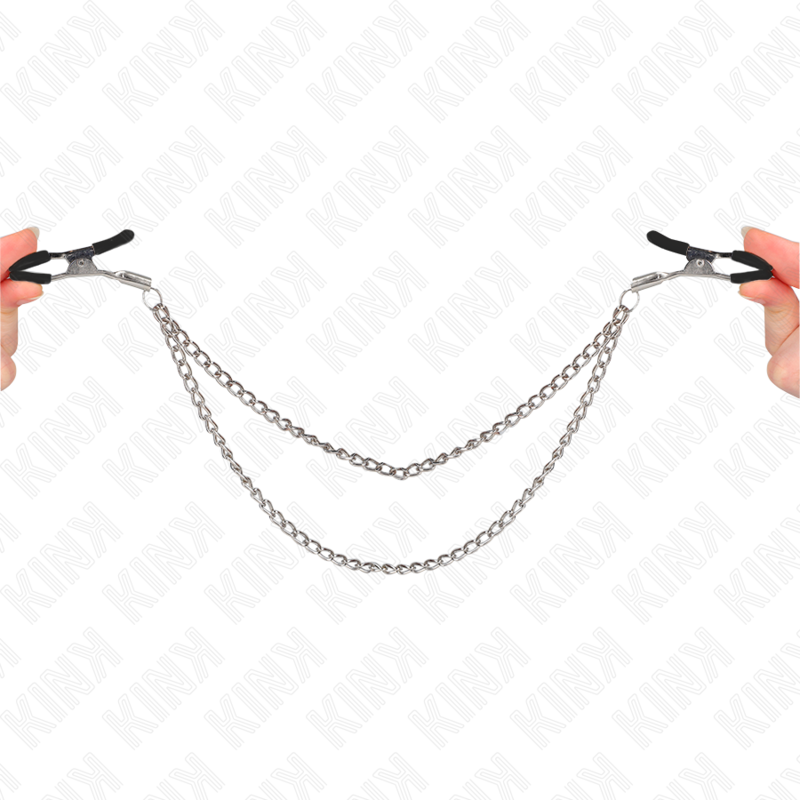 Kink - pinze per capezzoli con 2 catene spesse argento 20/23 cm